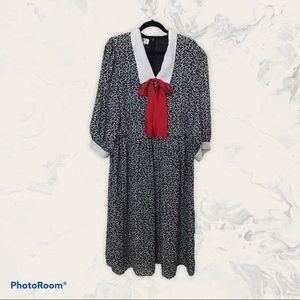 BGB Plus Vintage 80s B&W Geometric Floral Dress